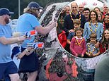 Royal rumble! Kate and Wills enjoy a Nerf battle with Louis, George and Charlotte as Louis yells ‘Nerf or nothing, let’s do this!’ amid the toy guns and smoke bombs and playful Princess of Wales herself gets involved in fun shoot-out