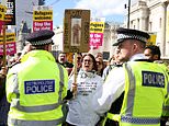 ‘Unite the right’ protesters are massively outnumbered by counter-demonstrators when they turn up for event in London’s Trafalgar Square