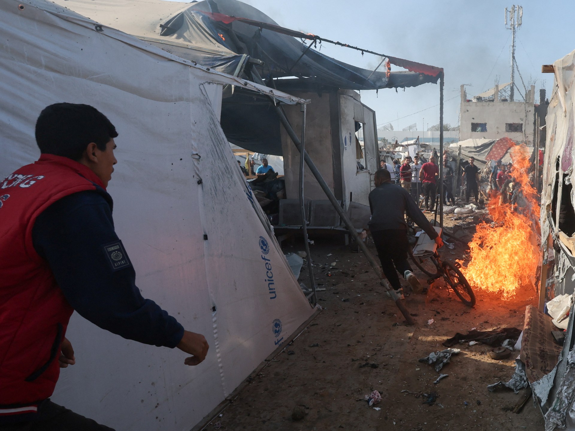 Israel attacks displaced people camped at Gaza hospital