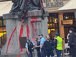 Statue of Queen Victoria is defaced with red paint as King Charles visits Australia