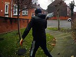 Moment careless Evri driver drops parcels onto doorstep before hurling another package over a fence and running away