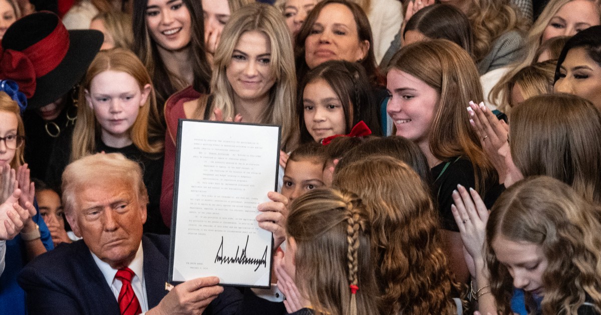 Trump signs order to bar trans women and girls from female sports