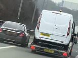 Jaw-dropping moment trucker and Mercedes driver engage in terrifying game of cat-and-mouse on the M25