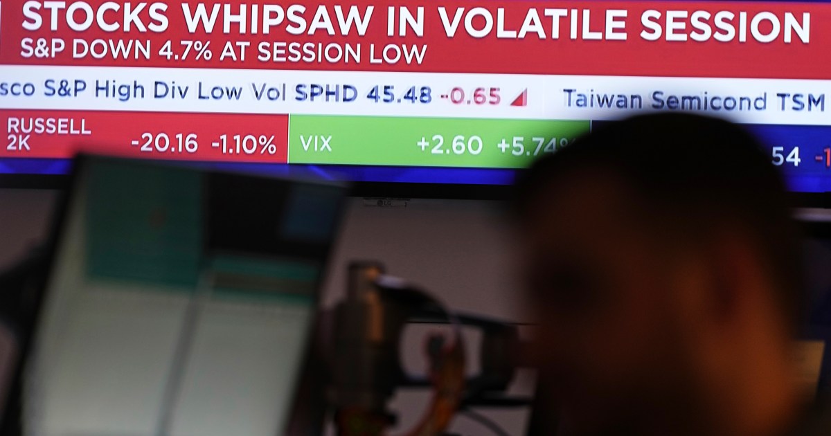 US stock market sinks lower after wild swings over Trump’s tariff plans