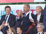 ‘Onto the next one!’ Prince William celebrates the Lionesses’ victory in their Euro 2025 clash against the Netherlands after he jetted to Zurich for the match