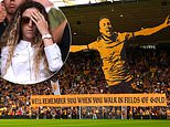 Diogo Jota’s emotional widow takes in Wolves’ incredible tributes to Liverpool star as his ex team-mates fight back tears during minute’s applause