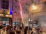 Pro-Palestinian protesters unleash fusillade of fireworks as they chant for ‘intifada’ against Israel hours before deadly synagogue attack