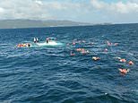 Dozens of cruise passengers are left floating in the Caribbean Sea after 40ft catamaran sinks during excursion