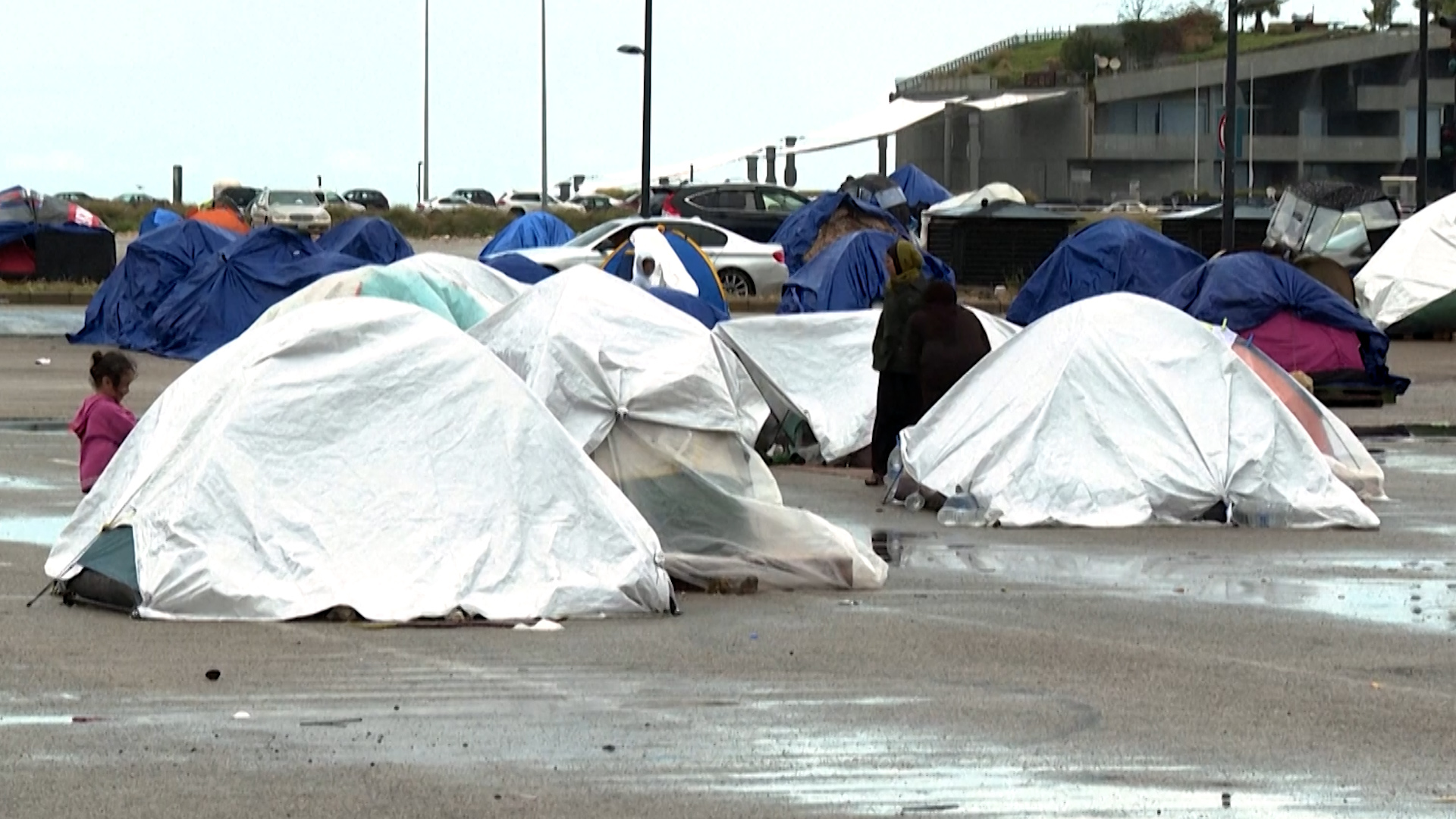 Displaced families shelter in tents in Beirut amid Israeli strikes
