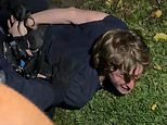 Neo-Nazi is taken down by cops at One Nation fundraiser as Pauline Hanson is rushed out the back door to avoid wild protest